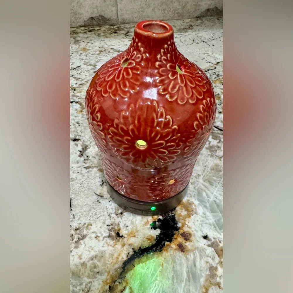 Rust Ceramic Floral Lantern Essential Oil Ultra Sonic Aromatherapy Diffuser